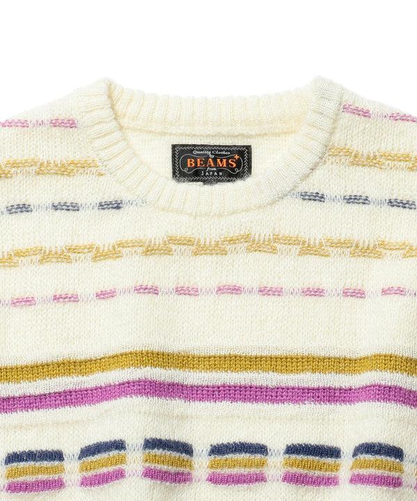 Pilgrim Surf Supply Jacquard Stripe Crew Off White