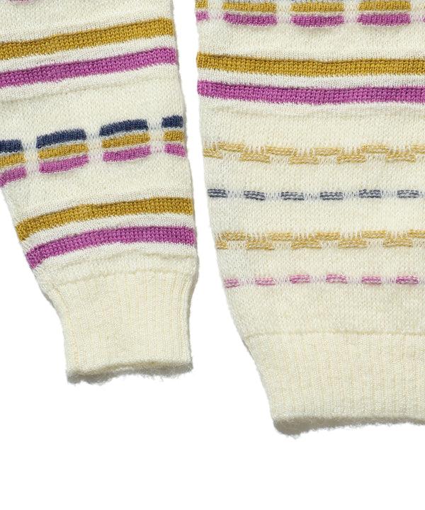 Pilgrim Surf Supply Jacquard Stripe Crew Off White