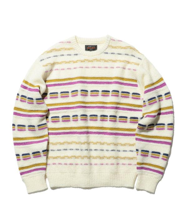 pilgrim surf supply Jacquard Stripe Crew Off White