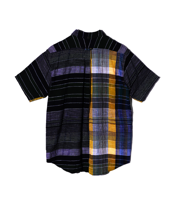 Pilgrim Surf Supply Popover BD Shirt Navy-Yellow-Green Madras