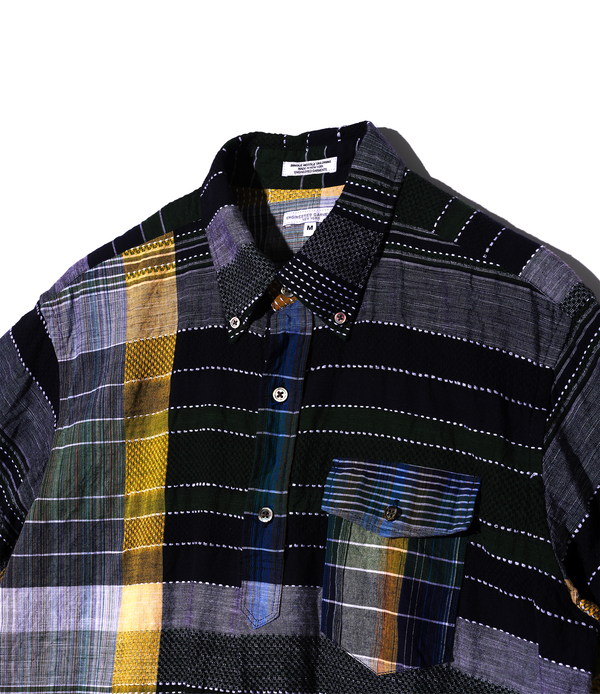 Pilgrim Surf Supply Popover BD Shirt Navy-Yellow-Green Madras