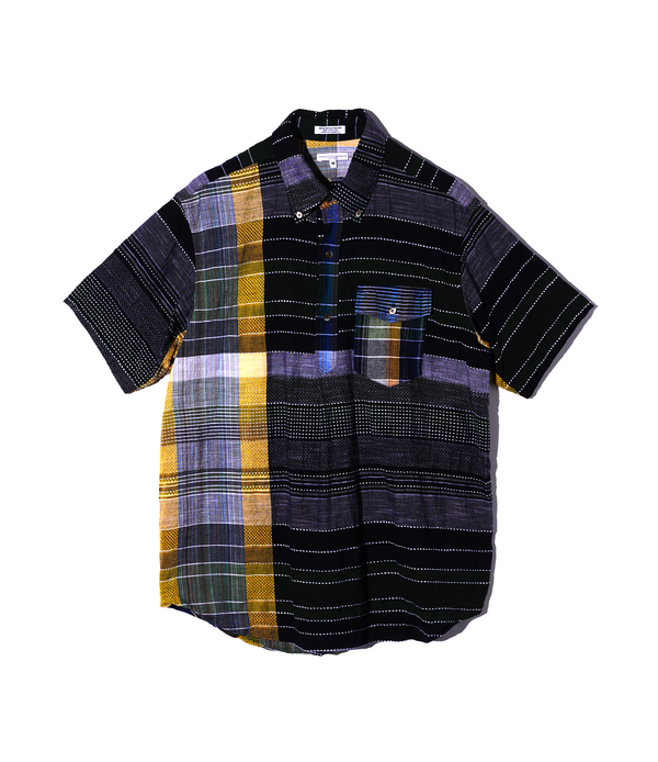 pilgrim surf supply Popover BD Shirt Navy-Yellow-Green Madras