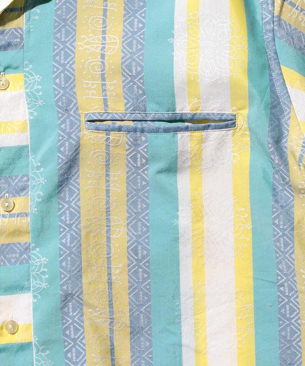 Pilgrim Surf Supply SS Italian Collar Bright Jacquard Shirt Yellow