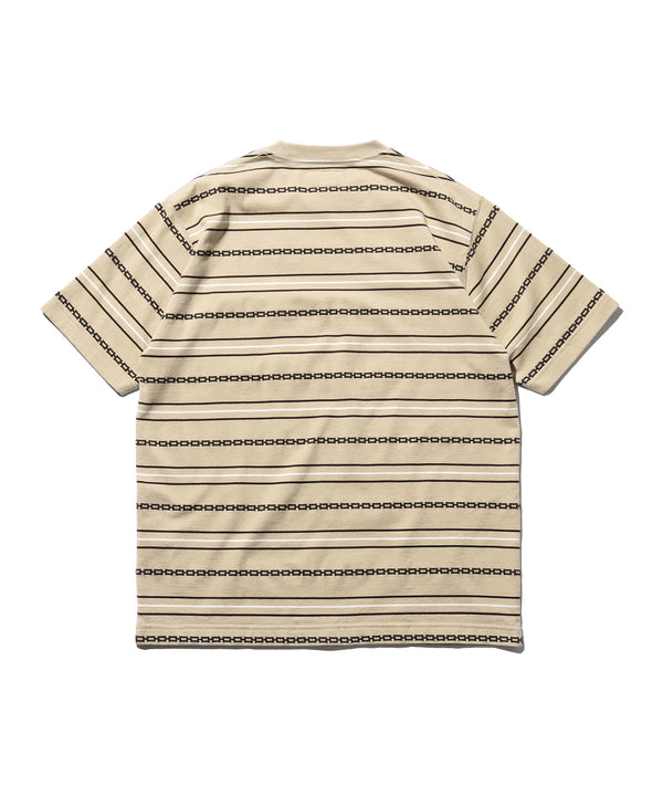 Pilgrim Surf Supply SS Jacquard Stripe Pocket Tee Beige