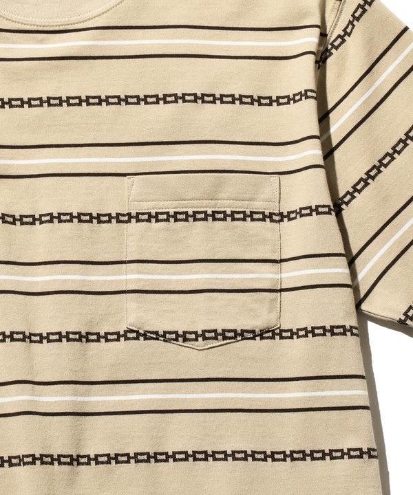 Pilgrim Surf Supply SS Jacquard Stripe Pocket Tee Beige