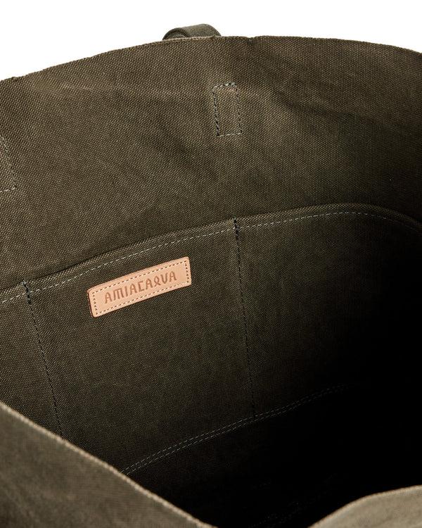 Pilgrim Surf Supply Washed Canvas 6 Pockets Tote Medium Olive