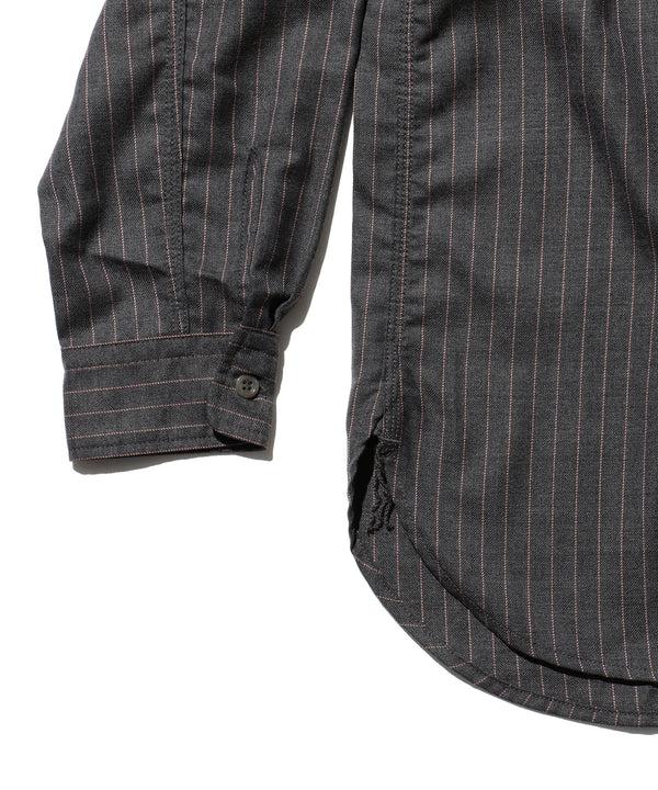 Pilgrim Surf Supply WORK Uniform Serge Pin Stripe Shirt Grey