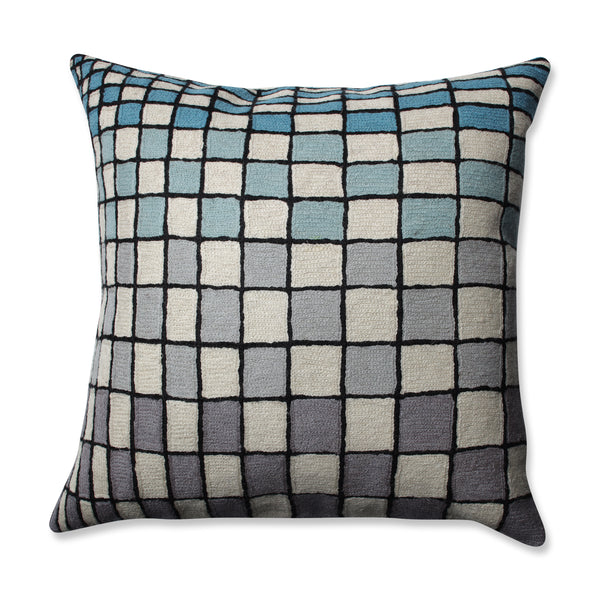 pillow perfect Checker Board Grey-Blue-Cream 16.5-Inch Throw Pillow