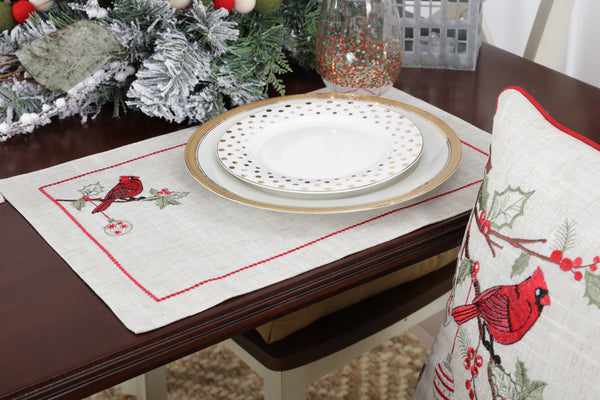 Pillow Perfect Indoor Christmas Cardinal Placemat (Set Of 2)