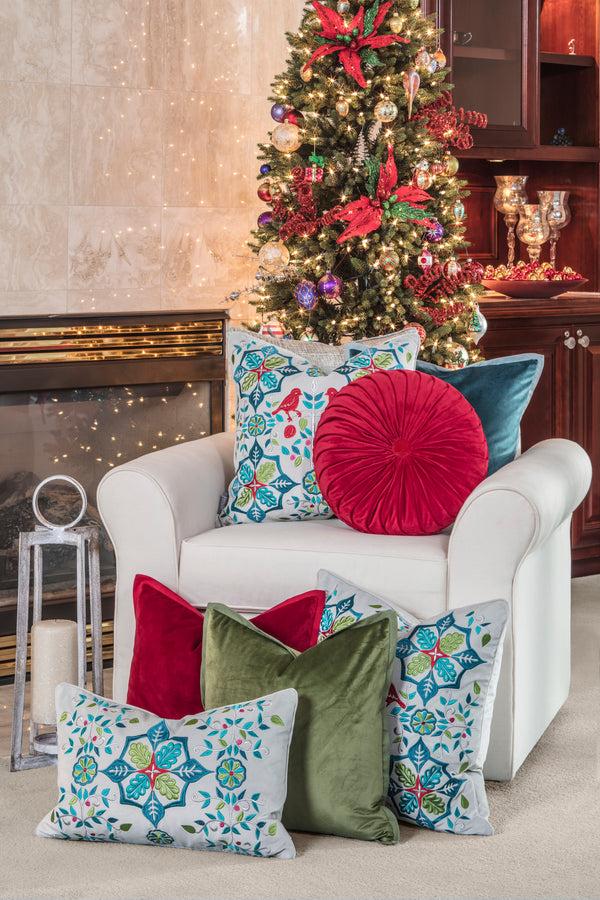 Pillow Perfect Indoor Christmas Snowflakes And Berries Lumbar Pillow Multicolored Rectangular Throw Pillow