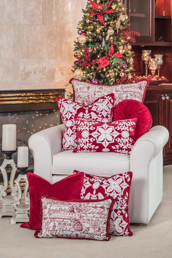 Pillow Perfect Indoor Christmas Snowflakes And Berries Pillow Red 18-inch Throw Pillow