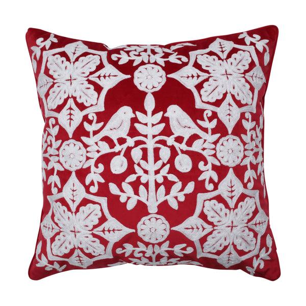 pillow perfect Indoor Christmas Snowflakes and Berries Pillow Red 18-inch Throw Pillow