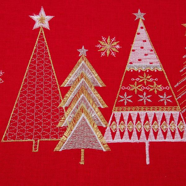 Pillow Perfect Indoor Christmas Star Topped Trees 72-inch Table Runner