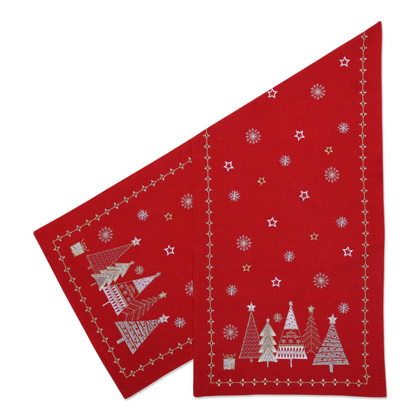 pillow perfect Indoor Christmas Star Topped Trees 72-inch Table Runner