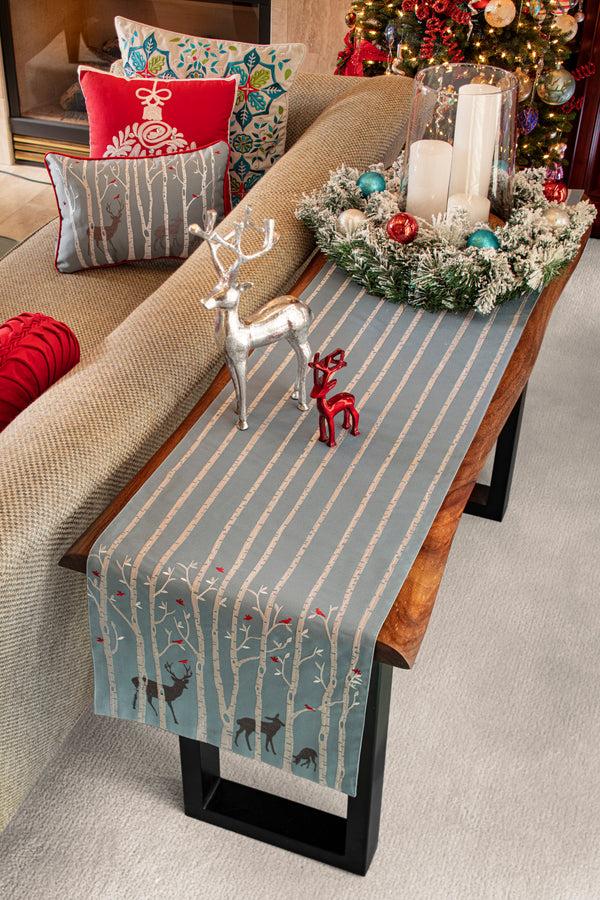Pillow Perfect Indoor Christmas Woodland Deer 72-inch Table Runner