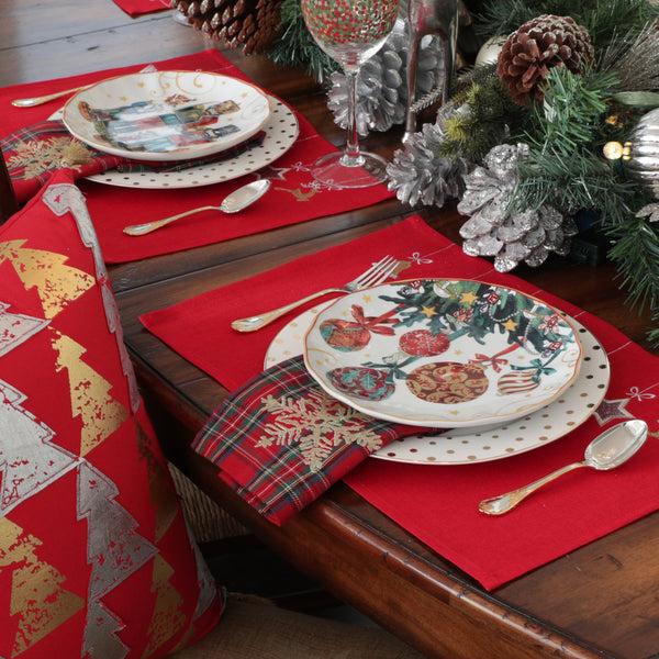 Pillow Perfect Indoor Hanging Christmas Ornaments Red Placemat (Set Of 2)