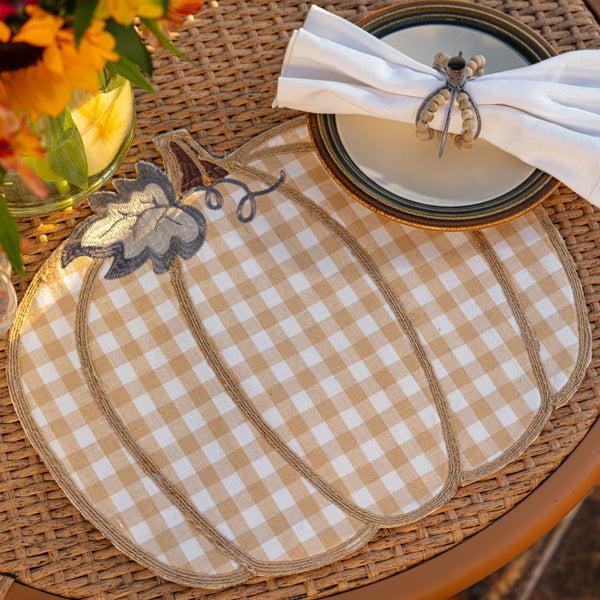Pillow Perfect Indoor Pumpkin Check Natural Placemat