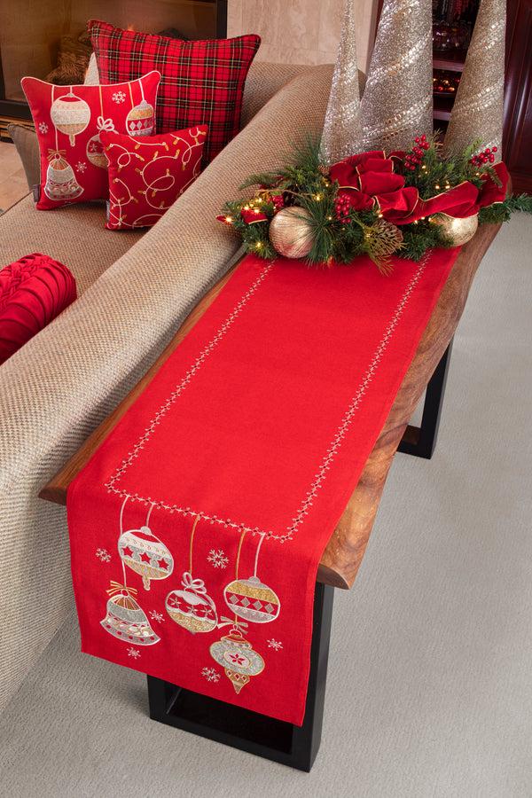 Pillow Perfect Indoor Sparkling Christmas Ornament 72-inch Table Runner
