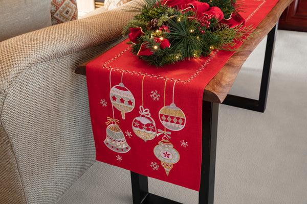 Pillow Perfect Indoor Sparkling Christmas Ornament 72-inch Table Runner