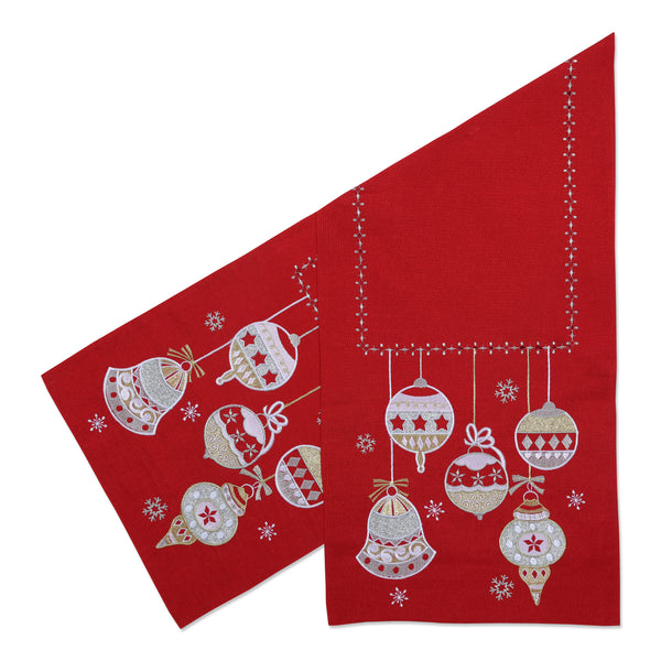 pillow perfect Indoor Sparkling Christmas Ornament 72-inch Table Runner