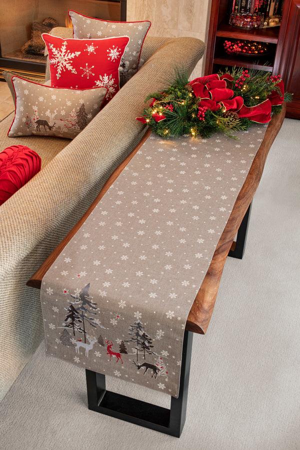 Pillow Perfect Indoor White Christmas Grey Tablerunner 72-inch Table Runner
