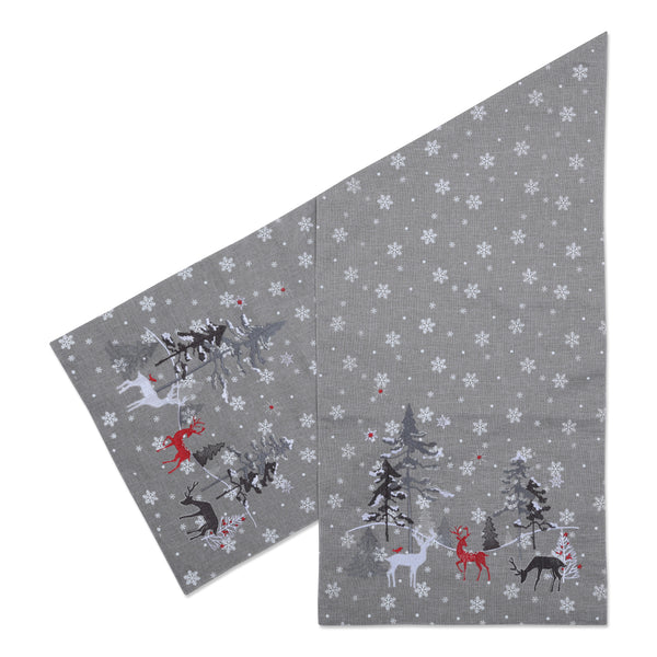 pillow perfect Indoor White Christmas Grey Tablerunner 72-inch Table Runner