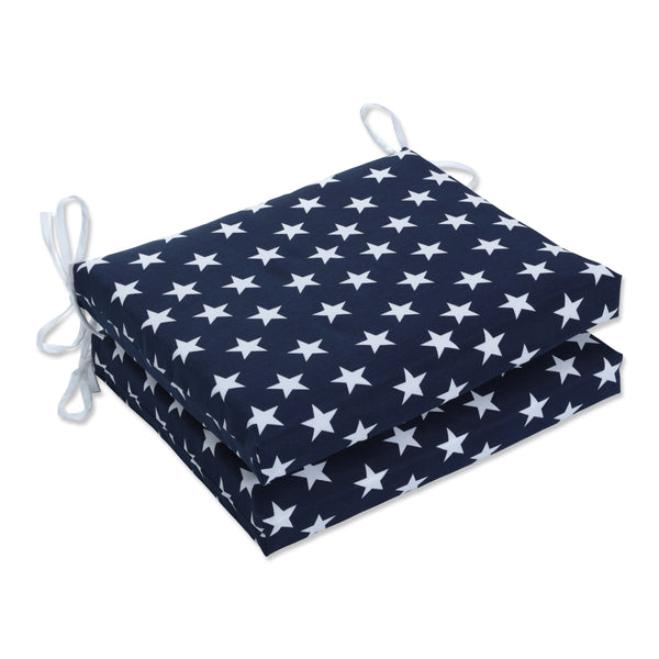 pillow perfect Macey Americana Blue Squared Corners Seat Cushion (Set Of 2)