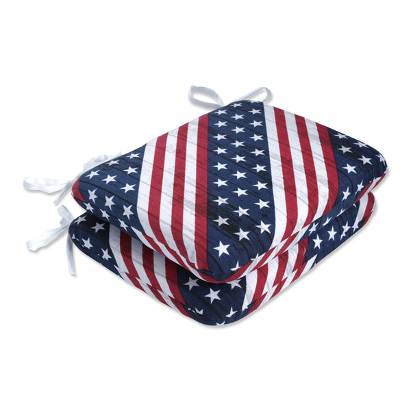 pillow perfect Major Americana Red Rounded Corners Seat Cushion (Set Of 2)