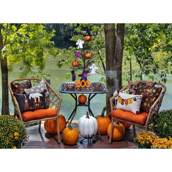 Pillow Perfect Metallic Halloween Black/Orange Placemat (Set Of 2)