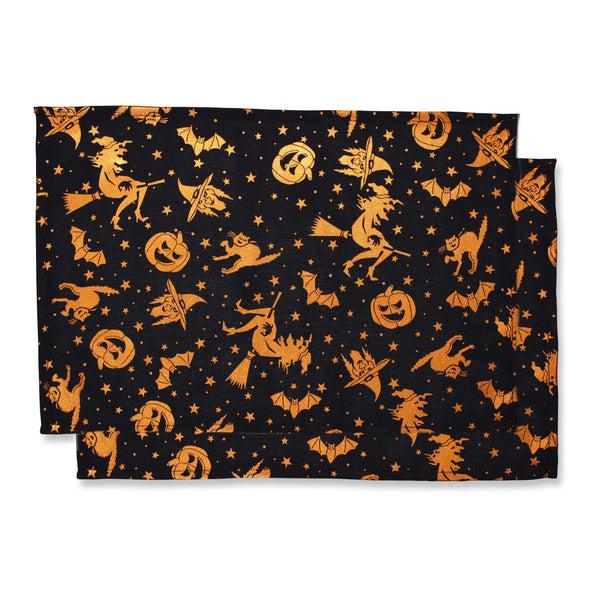 pillow perfect Metallic Halloween Black/Orange Placemat (Set of 2)