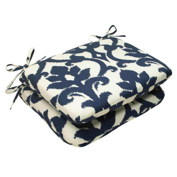 pillow perfect Outdoor/Indoor Basalto Navy Rounded Corners Seat Cushion (Set of 2)