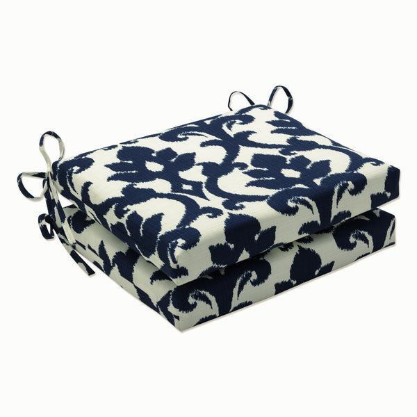 pillow perfect Outdoor/Indoor Basalto Navy Squared Corners Seat Cushion (Set of 2)