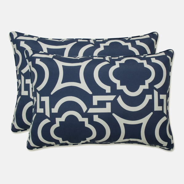 pillow perfect Outdoor/Indoor Carmody Navy Over-sized Rectangular Throw Pillow (Set of 2)