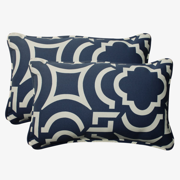 pillow perfect Outdoor/Indoor Carmody Navy Rectangular Throw Pillow (Set of 2)