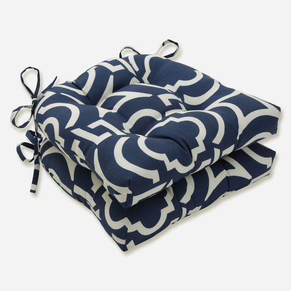 pillow perfect Outdoor/Indoor Carmody Navy Reversible Chair Pad (Set of 2)
