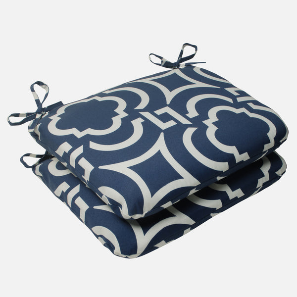 pillow perfect Outdoor/Indoor Carmody Navy Rounded Corners Seat Cushion (Set of 2)