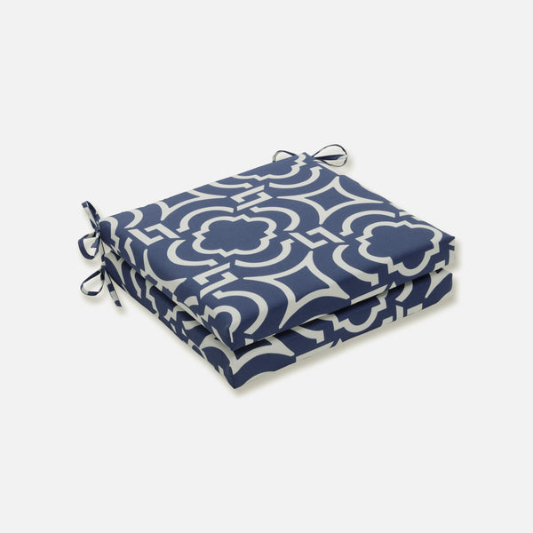 pillow perfect Outdoor/Indoor Carmody Navy Squared Corners Seat Cushion 20x20x3 (Set of 2)