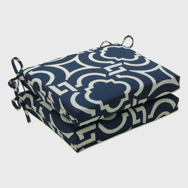 pillow perfect Outdoor/Indoor Carmody Navy Squared Corners Seat Cushion (Set of 2)