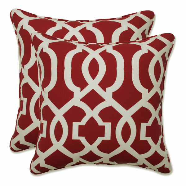 pillow perfect Outdoor/Indoor New Geo Red 16.5-inch Throw Pillow (Set of 2)