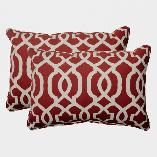 pillow perfect Outdoor/Indoor New Geo Red Over-sized Rectangular Throw Pillow (Set of 2)