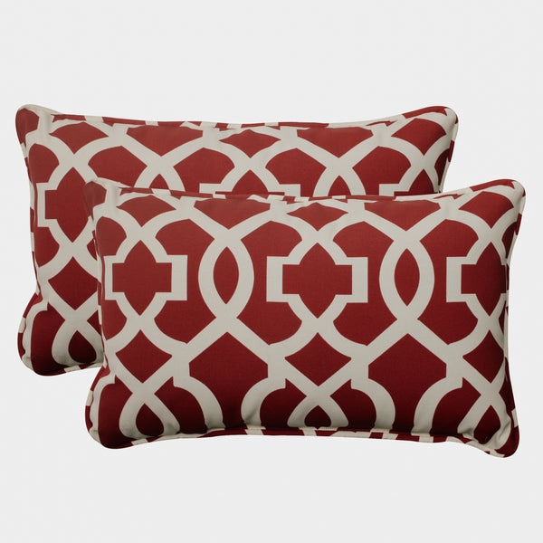pillow perfect Outdoor/Indoor New Geo Red Rectangular Throw Pillow (Set of 2)