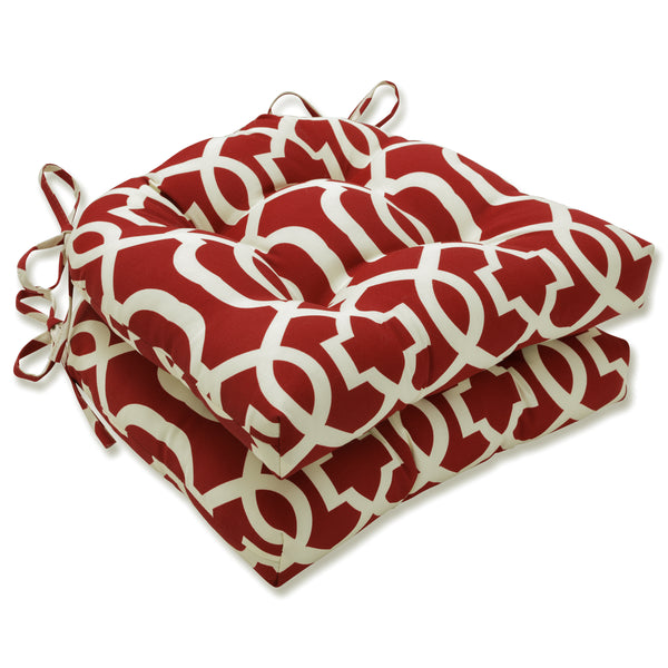pillow perfect Outdoor/Indoor New Geo Red Reversible Chair Pad (Set of 2)