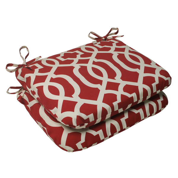 pillow perfect Outdoor/Indoor New Geo Red Rounded Corners Seat Cushion (Set of 2)