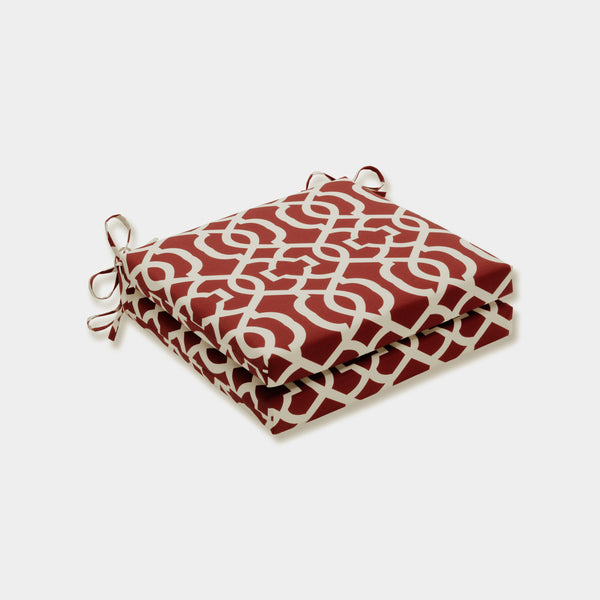 pillow perfect Outdoor/Indoor New Geo Red Squared Corners Seat Cushion 20x20x3 (Set of 2)