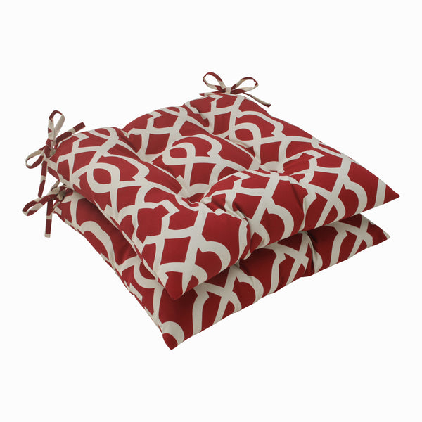 pillow perfect Outdoor/Indoor New Geo Red Tufted Seat Cushions