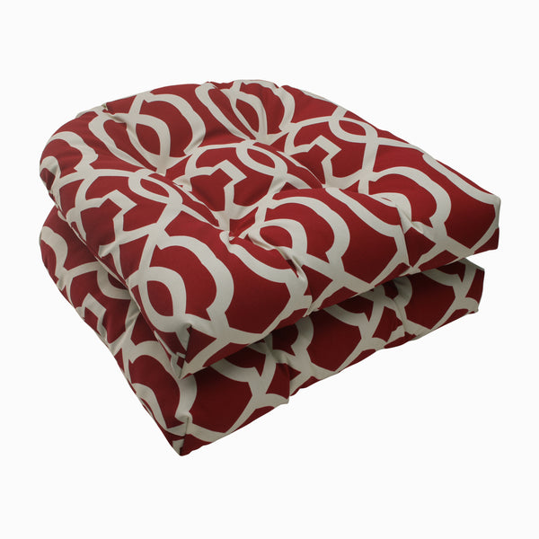 pillow perfect Outdoor/Indoor New Geo Red Wicker Seat Cushion (Set of 2)