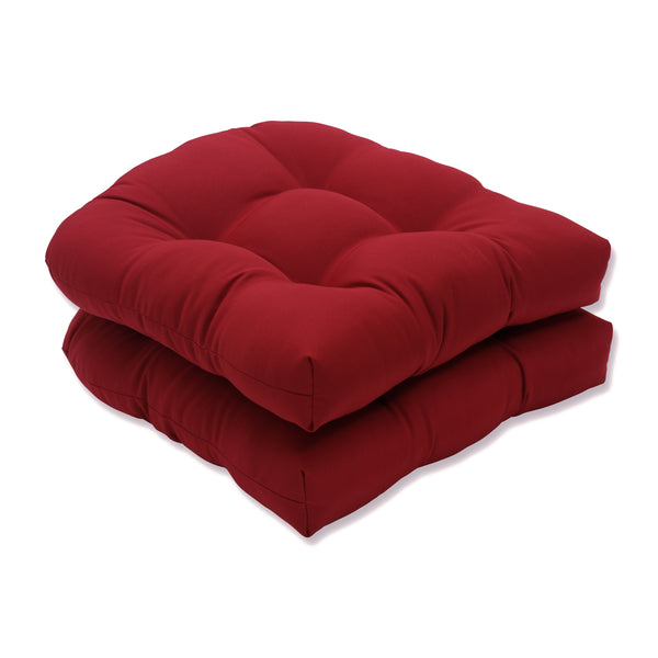 pillow perfect Outdoor/Indoor Pompeii Red Wicker Seat Cushion (Set of 2)