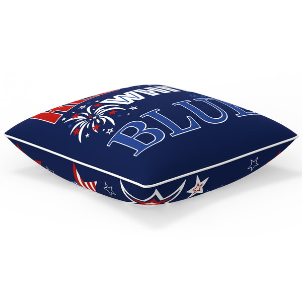 pillow Perfect Patriotic Outdoor Reversible Decorative Throw Pillow In Red White And Blue 18"x18" Complete Pillow With Welt Cord