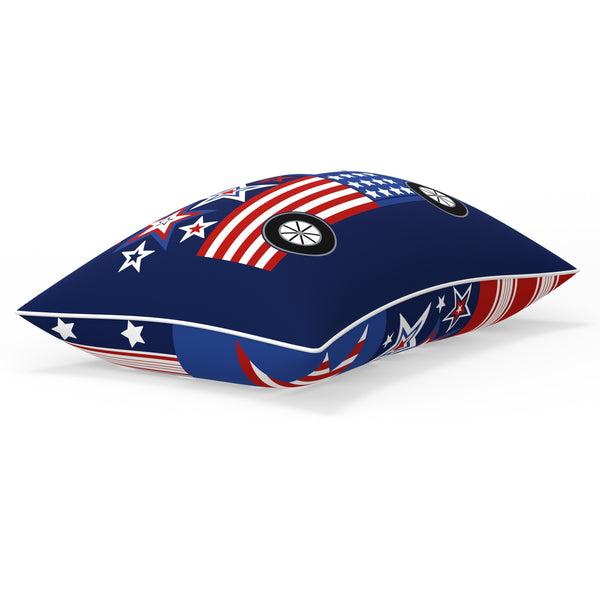 Pillow Perfect Patriotic Outdoor Reversible Decorative Throw Pillow In Patriotic Truck Blue 12"x18" Complete Pillow With Welt Cord