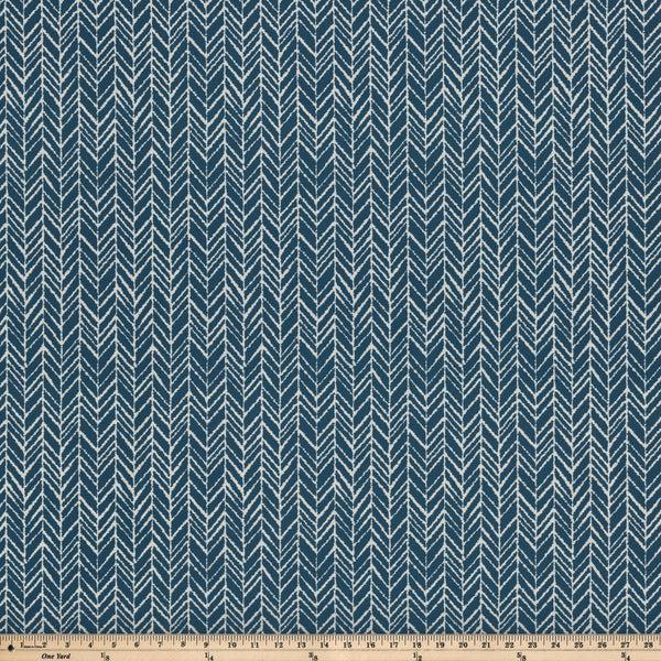 Pillow Perfect Herringbone Ink Blue Fabric